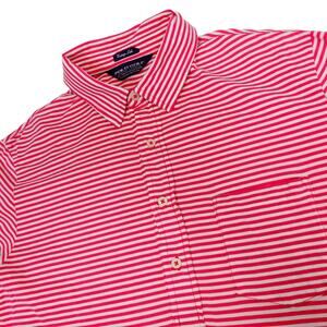 Ralph Lauren Pima Cotton Pink Candy Cane Striped Golf Polo Shirt Men's Large